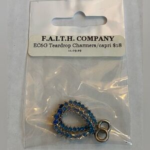 F.A.I.T.H. Jewelry Blue Capri Crystal Teardrop Earring Charms NEW! 🐝